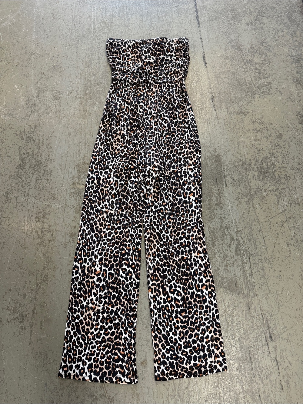 Love Fire Strapless Leopard Print Wide-Leg Jumpsuit - Leopard